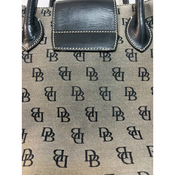 Dooney & Bourke Purse Canvas Medium Handbag Black Logo Canvas Print Tote - Picture 4 of 16